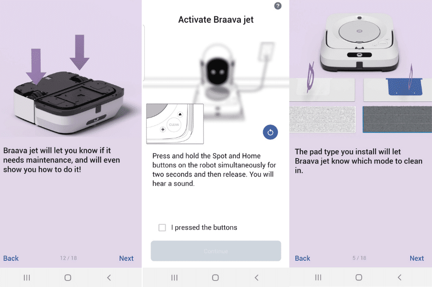 Nützliche Tipps für die Verwendung des Braava jet m6 werden in der App dargestellt